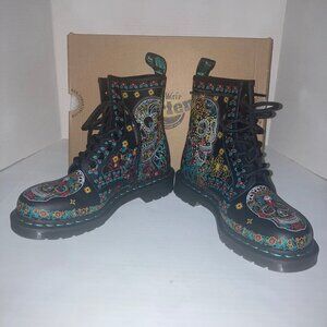 Dr. Martens AirWair 1460 Skulls Day of the Dead Size 7 Black Boots